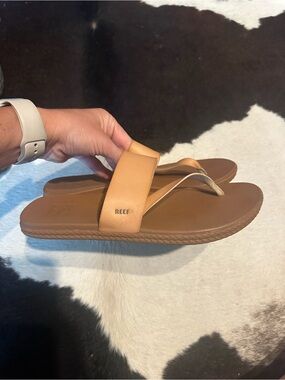 Reef Tan/Brown Leather Slide and Flip Sandal